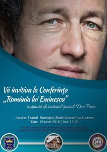 Conferință despre Eminescu, la Teatrul Municipal „Matei Vișniec”