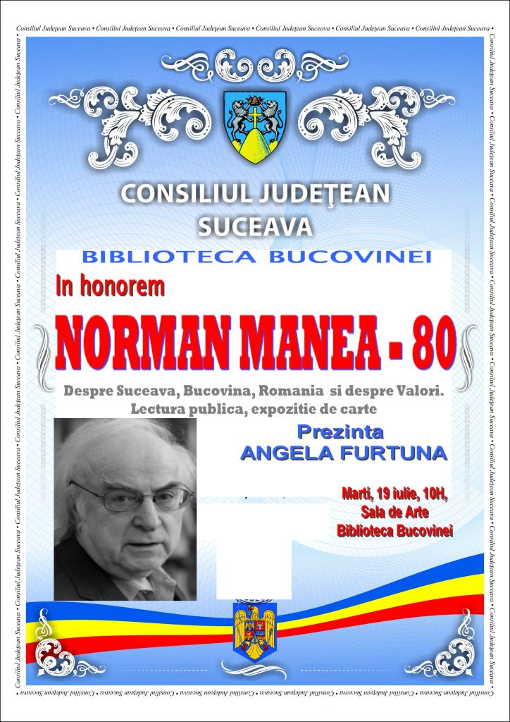 afis In honorem Norman Manea 19 iulie
