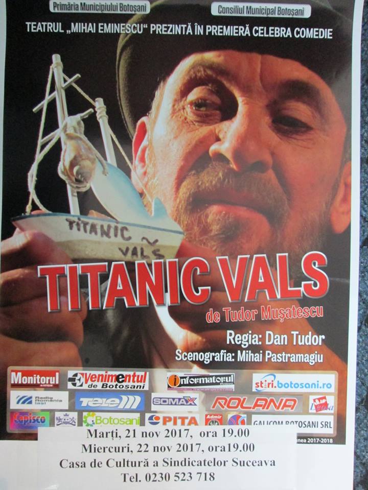 Iubitorii teatrului, așteptați la „Titanic Vals”