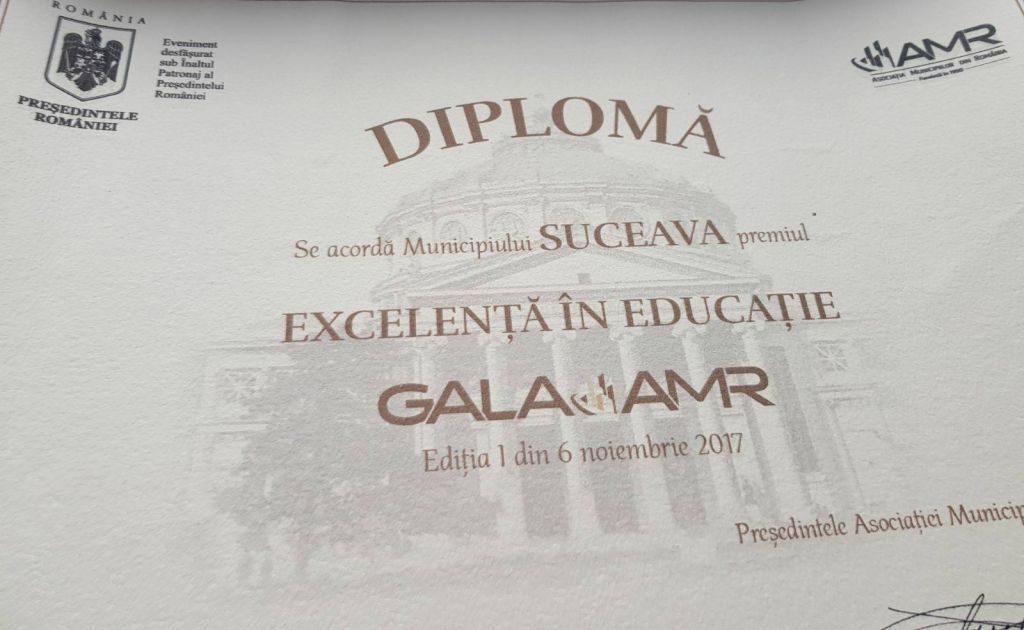 Suceava a câtigat premiul de „Excelență în educație” la Gala Asociației Municipiilor