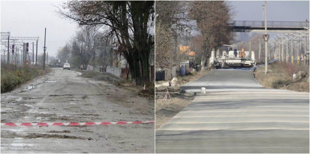 Strada Arșinel, înainte și după betonare